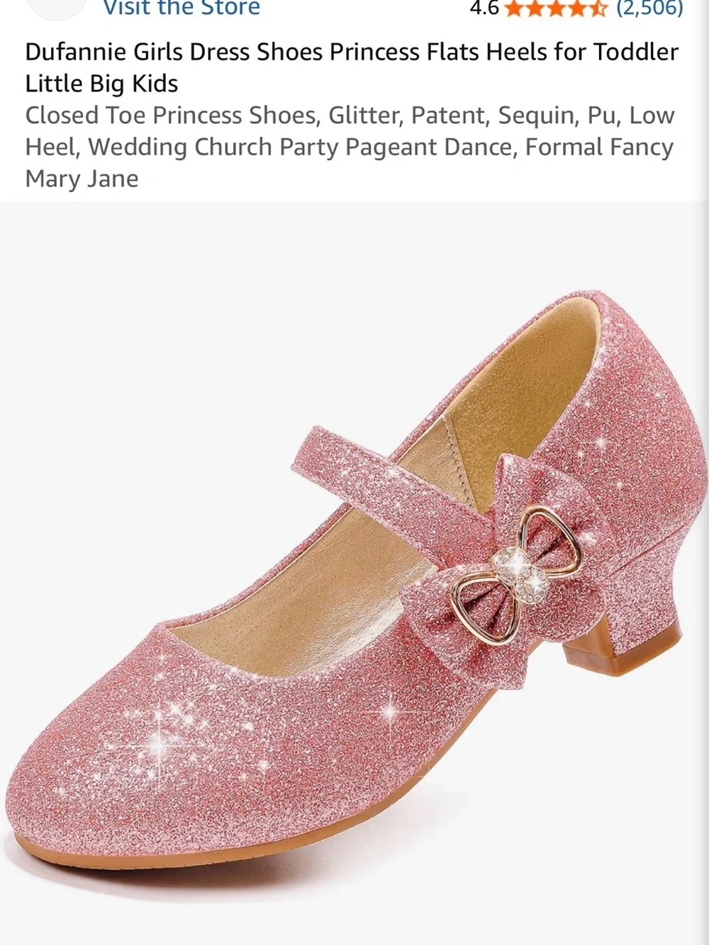 Sparkle Pink Mary Jane Dress Shoes for Girls